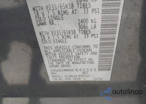 2013 Nissan Pathfinder Sl from USA, damaged, VIN 5N1AR2MMXDC641515